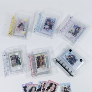 Candy Color M5 Loose-Leaf Notebook Cover, 5-Hole High-Transparency PVC Photo Album, Tri-Fold Mini Notebook