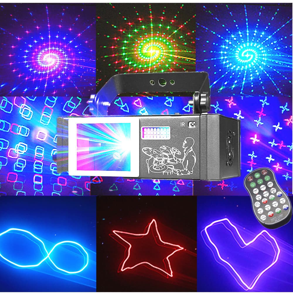 Stage Light Laser 3D Pattern 5-in-1 Strobe Light Party Light Sound-Activated DMX Remote Projection Light Atmosphere Light