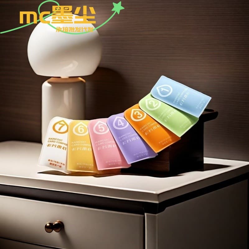 Disposable Morandi seven-color card raincoat compressed portable zippered thickened long outdoor travel poncho