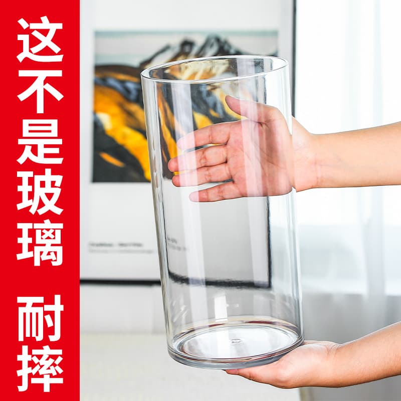 Acrylic small vase flowers transparent straight tube dried flowers roses lilies hydroponic plants plastic vase ornaments