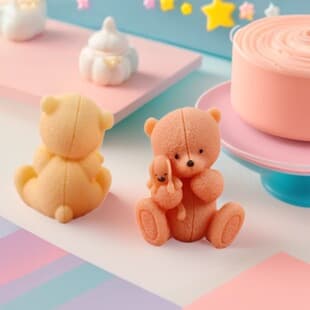 3D Bear Holding Rabbit Plush Toy Scented Candle Silicone Mold DIY Plaster Aroma Stone Drop Glue Ornament Mold