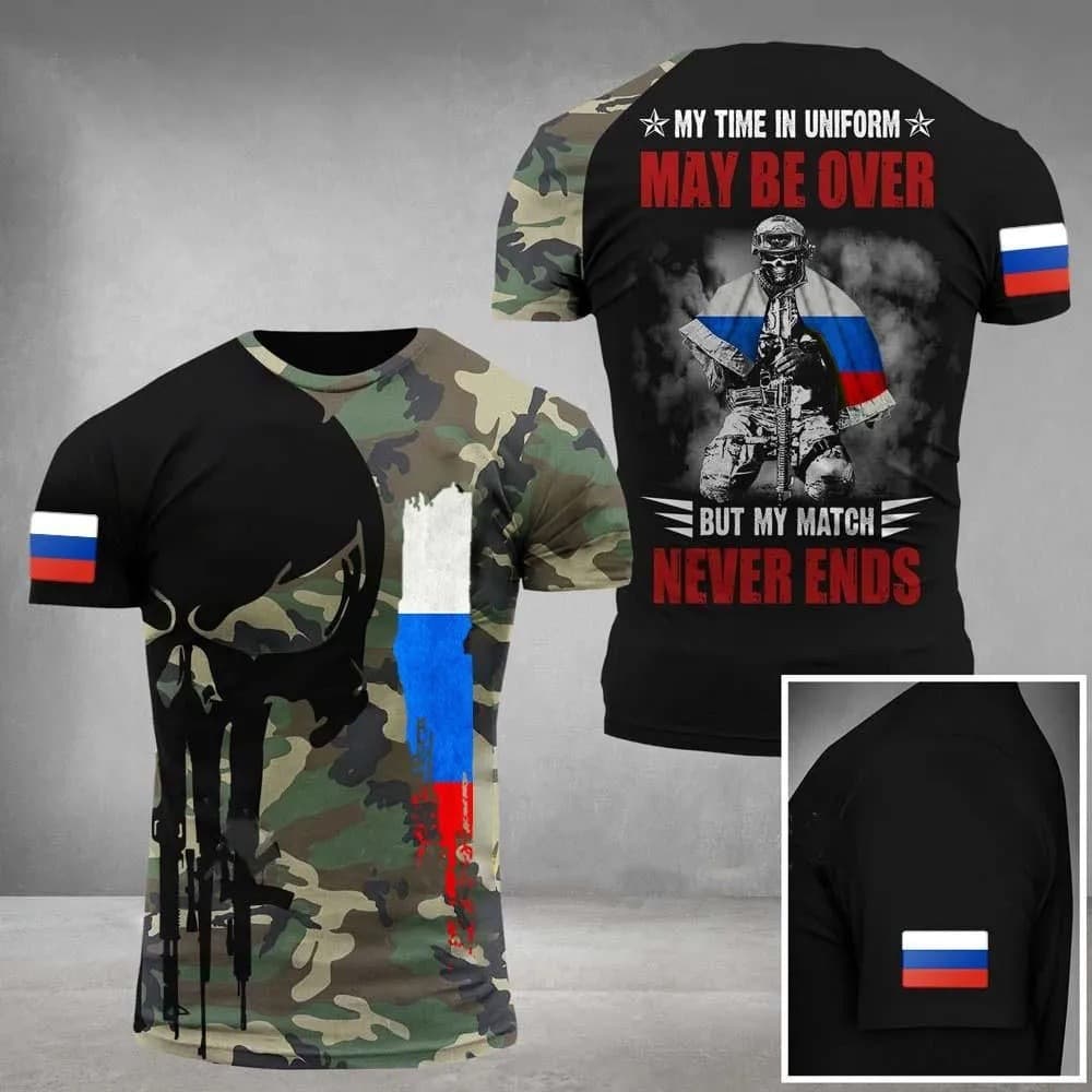 Summer Sports Russian Men's and Women's Summer Loose Breathable Short-Sleeved Round Neck T-Shirts Export Hot Selling 3D Digital Printing