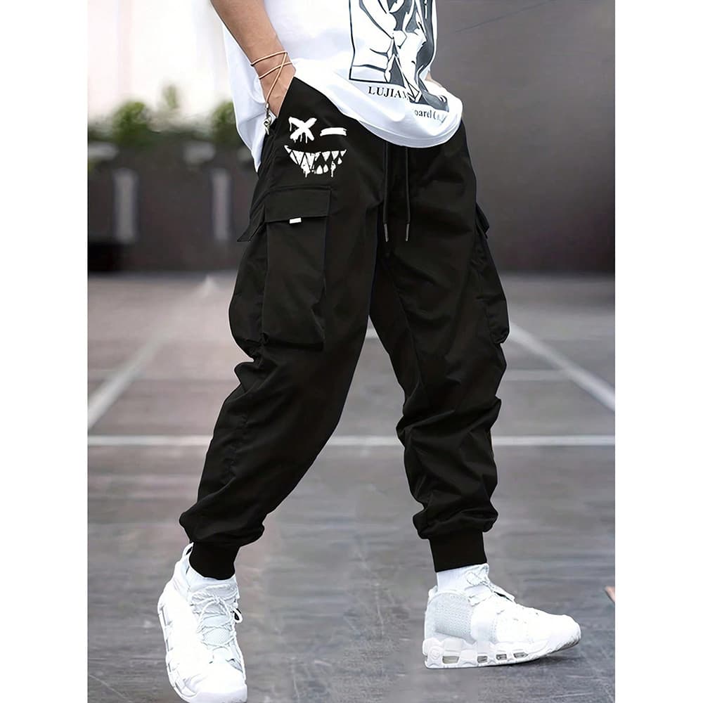 High Waist Wide Leg Men's Casual Workwear Summer Drop Waist Pants Versatile Long Trousers Fashionable Korean Style Polyester