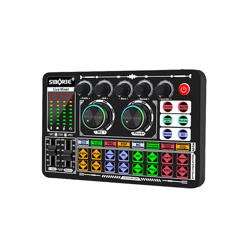 Cross-border Exclusive F999 Sound Card Live Streaming Phone Singing Voice Changer Device K Song Sound Card Mixer English Version