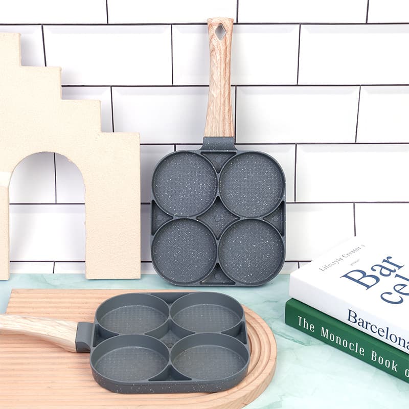 Egg Burger Pan, Poached Egg Skillet Non-Stick Home Use Pancake and Egg Dumpling Pan, Mini Four-Hole Small Mold