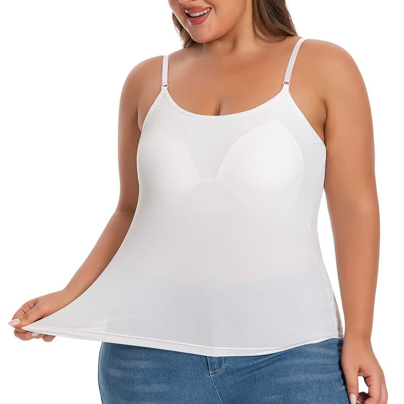 Plus Size Camisole Bra with Built-in Shelf Bra, Wireless Support Bra for Full Bust, Cross-Back Strap, No Steel Ring