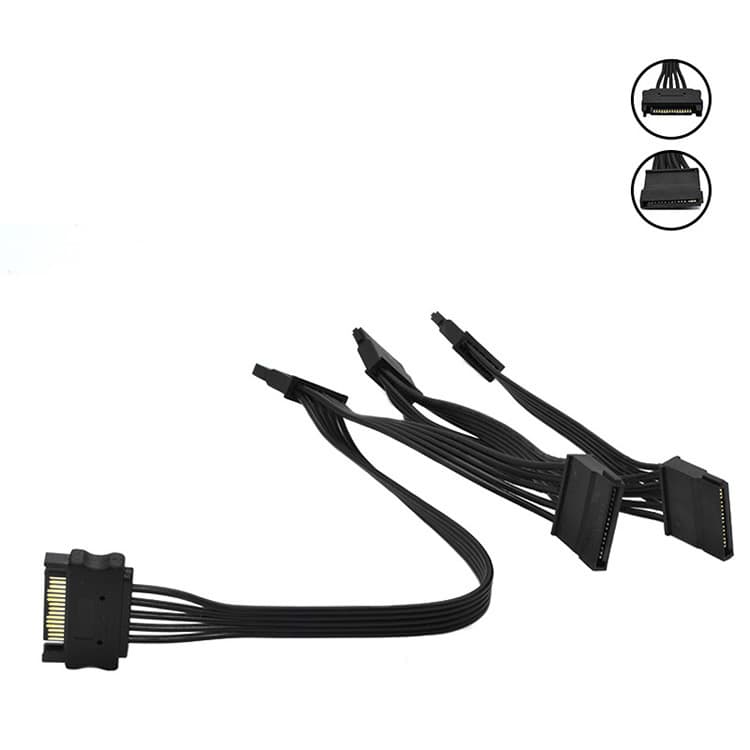 IDE 4-Pin Male to SATA Hard Drive Power Adapter Cable, 4PIN to 15PIN Female, 1-to-5 Splitter