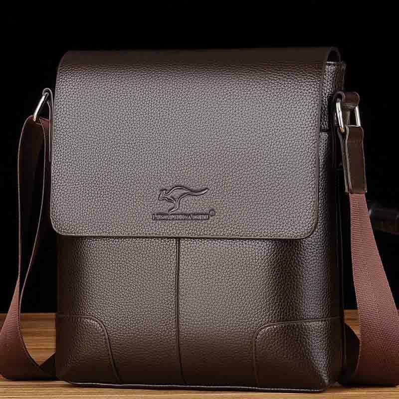 Men's leather bag shoulder bag business imitation leather soft leather men's bag casual backpack crossbody bag vertical style