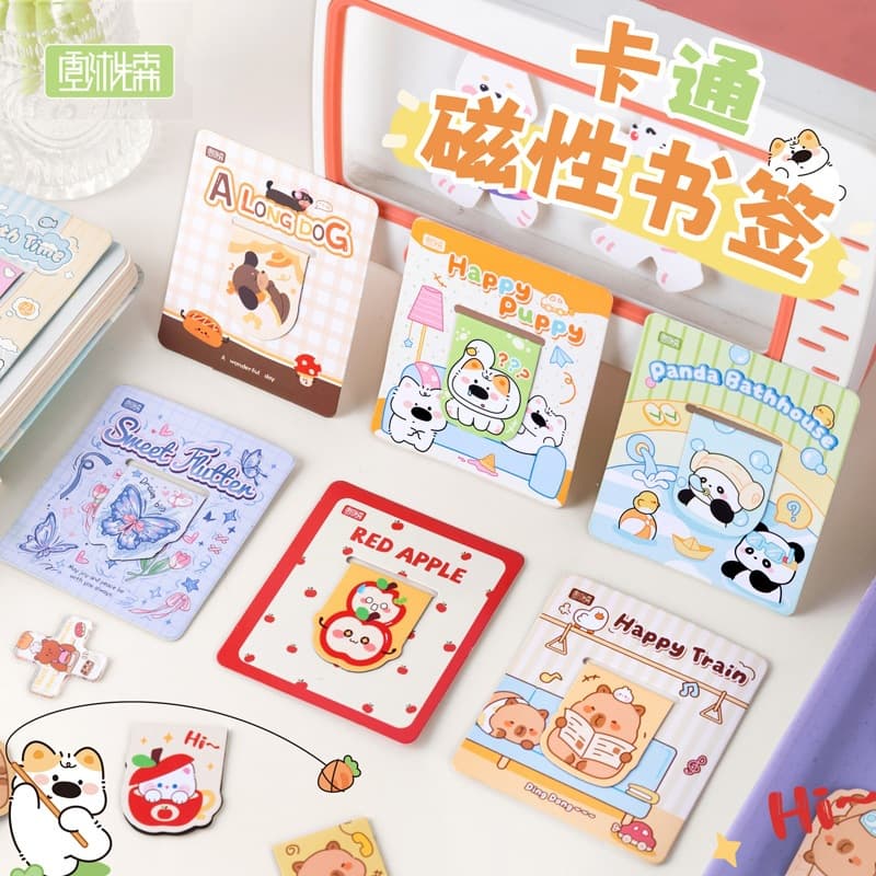New magnetic bookmarks, student gifts, stationery, children's cute cartoon book page tags, stationery, bookmarks, prizes wholesale