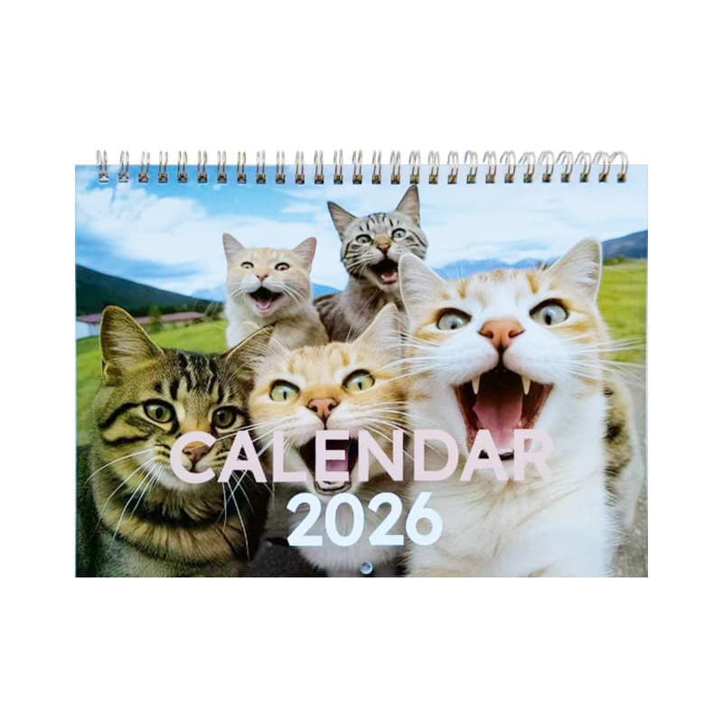 2026 CAT CALENDAR Five Cats 12-Month Spiral Calendar for Pet Lovers