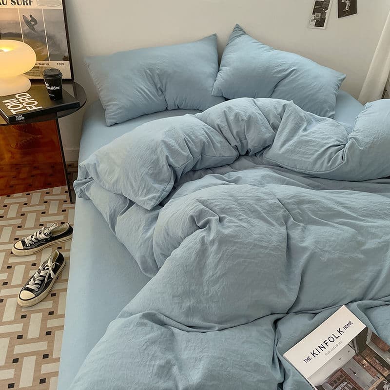 Class A Mother & Baby Grade Thickened Washable Brushed Fleece Bed Sheet Set (4 Pieces, Solid Color Duvet Cover, Student Dormitory 3 Pieces Fitted Sheet)
