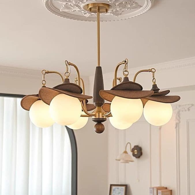 Magic Bean Chandelier Living Room Main Light Mid-century French Retro Hall Dining Bedroom Lamp Solid Wood Lighting Song Aesthetics