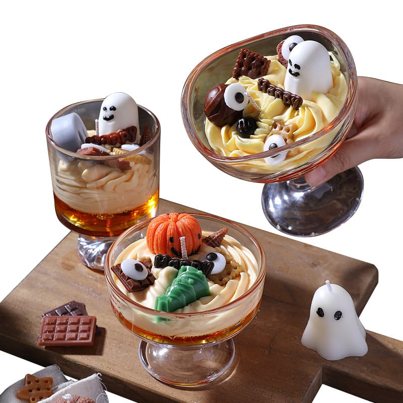 Halloween Glass Cup Scented Candle Funny Halloween Atmosphere Cup Candle Ghost Festival Party Decoration Gift Wholesale