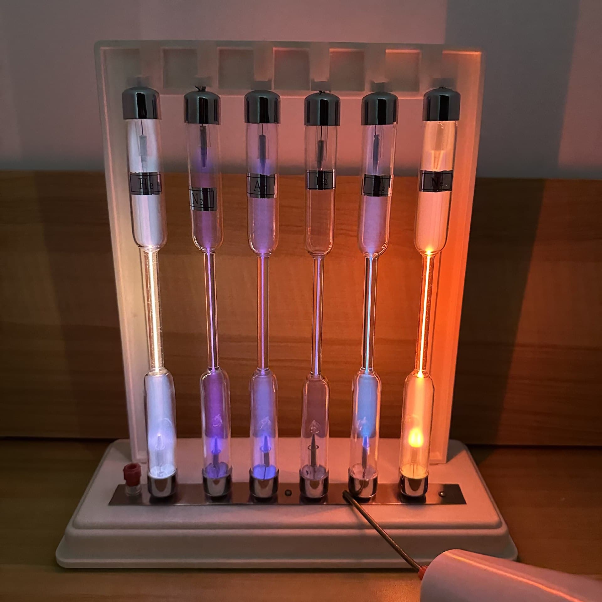 Spectrum Tube Set Glow Display Helium/Neon/Argon/Hydrogen/Nitrogen/Mercury Hg High Voltage Luminescence Phenomenon for Middle and High School Chemistry