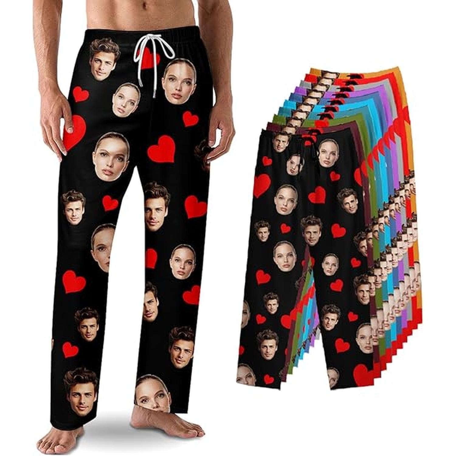 A POD-made European and American cross-border couple's pajama pants, suitable for wearing outside and at home, loose-fitting long pants, photo-editing.
