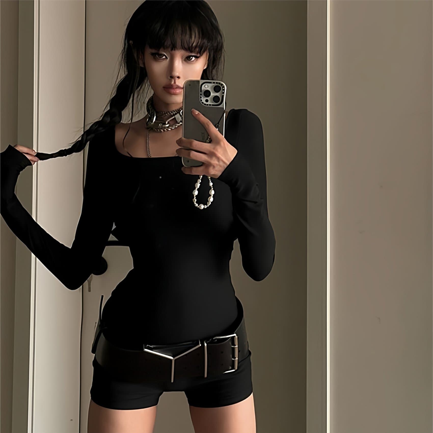 Jumpsuit autumn and winter sexy backless slim bottoming jumpsuit pure lust sweet hot girl design long-sleeved T-shirt for women