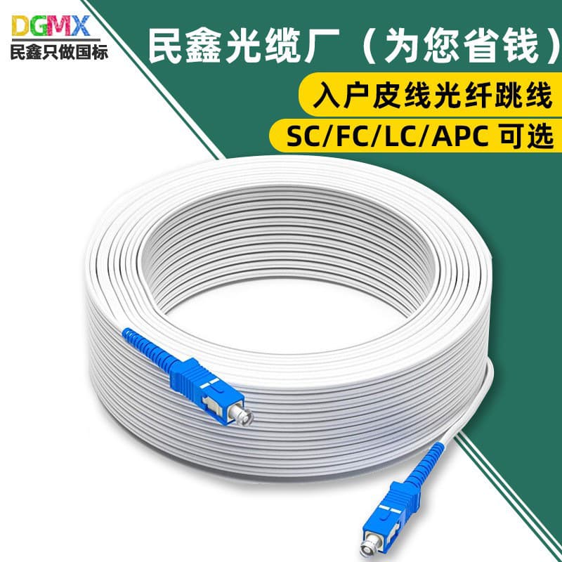 Indoor Pre-made 2-Core Fiber Optic Cable with 2 Steel Wires, Patch Cord Leather Wire SC-SC Finished Product for Home Fiber Access
