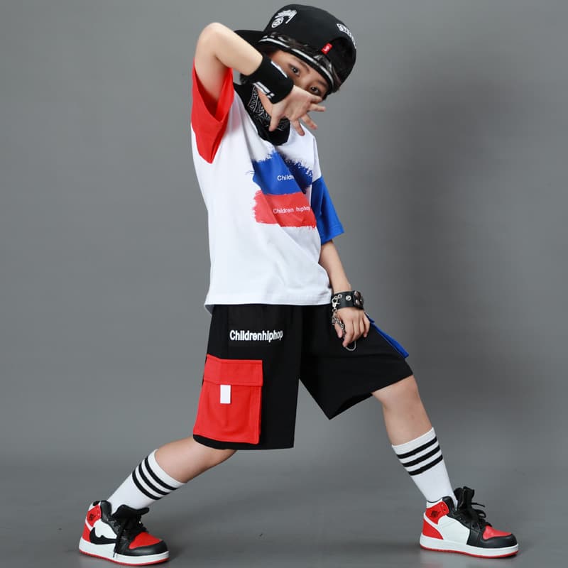 Korean children's clothing, boys' short-sleeved children's suits, summer clothes for middle-aged and older children, Korean style, fake two-piece boys' summer clothes