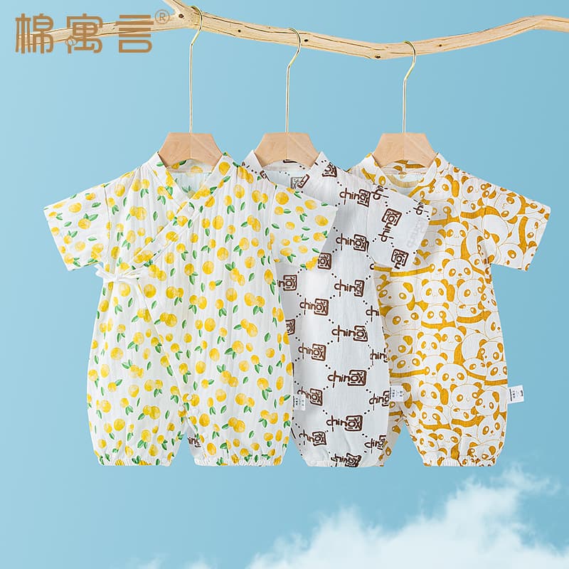 Summer Baby Romper Cotton Monk Style Infant Bodysuit Gauze Air Conditioning Wear Newborn Sleepwear Home Crawling Suit