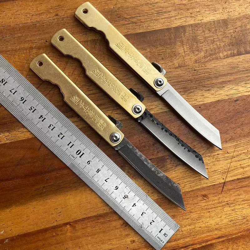 Spot lock-free folding knife self-defense knife household fruit knife high hardness Damascus steel pocket knife express knife