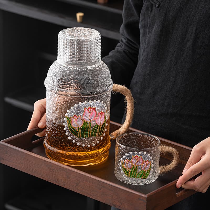 Factory Japanese-style retro high-value cold kettle glass high-temperature resistant household large-capacity teapot cold kettle set