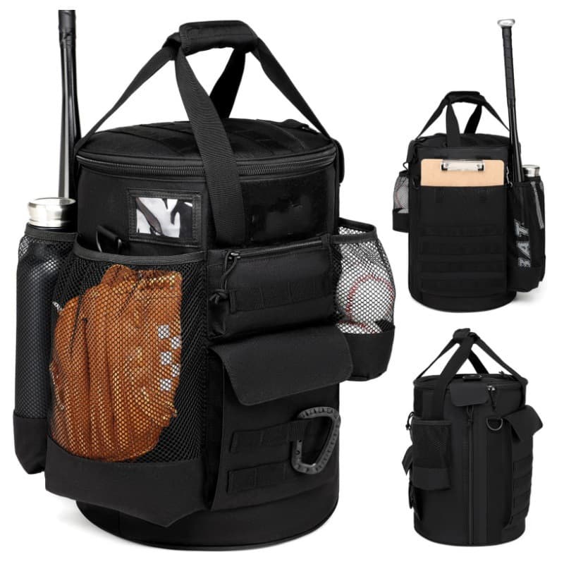 Popular foreign trade large-capacity tactical style baseball bucket sleeve storage bag bucket-style coach bag with non-slip bottom