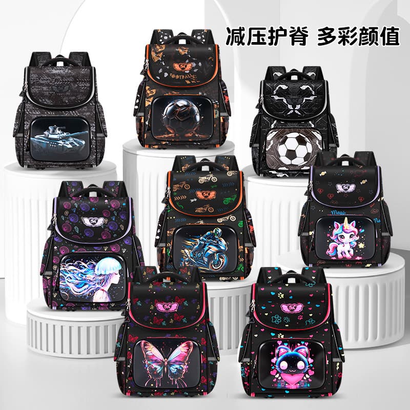 Student Backpack New Children's Backpack for Grades 1-6, Cute Cartoon, Large Capacity, Lightweight, Spine-Protecting Backpack