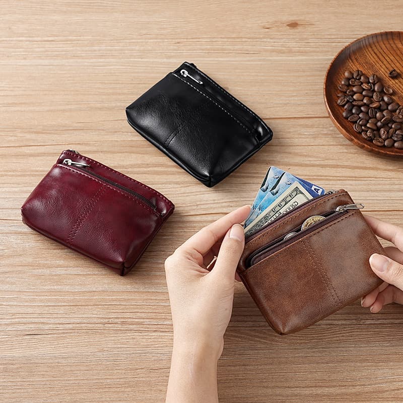 Handmade small coin purse, business card bag, simple zipper driver's license bag, bus card key bag storage manufacturer wholesale