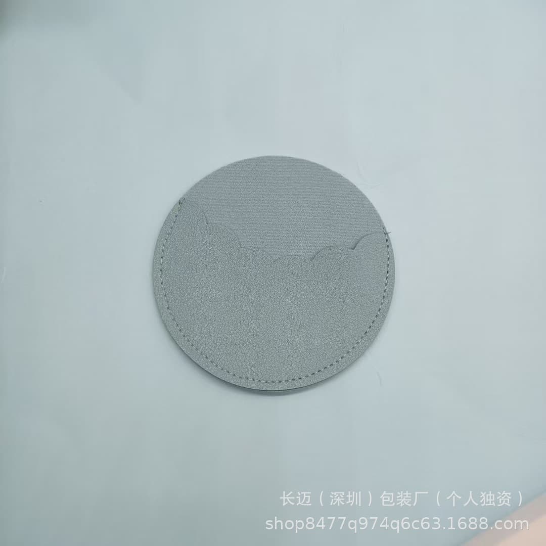 Shenzhen Factory Custom PU Round Leather Half-Cover Various Styles Cosmetic Mirror Case, Heart, Round, Square Shapes