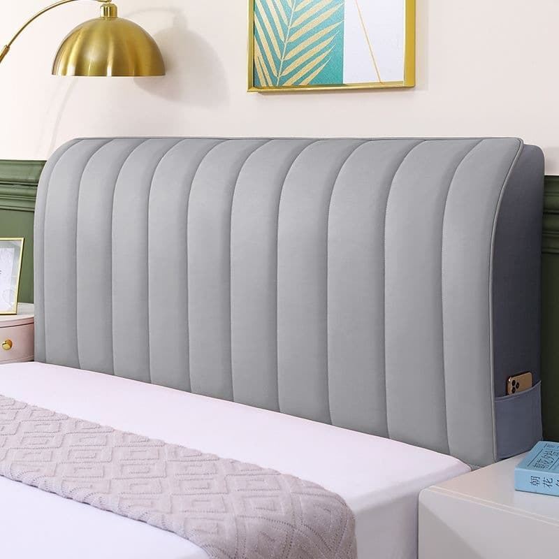 Tech Fabric Headboard Cover, Thickened Anti-Collision Washable Wood Headboard Universal Backrest Dust-Proof Wipeable Headboard Cover