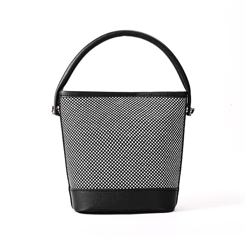 Source Factory Cross-Border Two-Tone Handheld Bucket Bag Hot-Selling Women's Small Shoulder Commuter Handbag Synthetic Leather