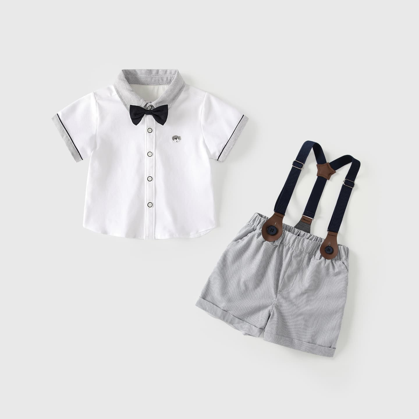 Boys overalls suit summer baby boy one-year-old dress handsome little boy performance flower girl gentleman two-piece set