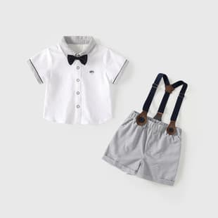 Boys Suspenders Set Summer Baby Boy Birthday Suit Handsome Little Boy Performance Flower Boy Gentleman Two-Piece
