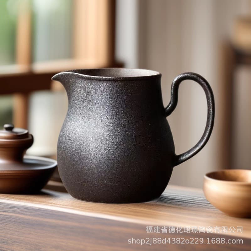 Single Large Capacity Unglazed Pottery Fairness Cup, Retro Chinese Style Handmade Pour-Over Coffee Pot for Wholesale