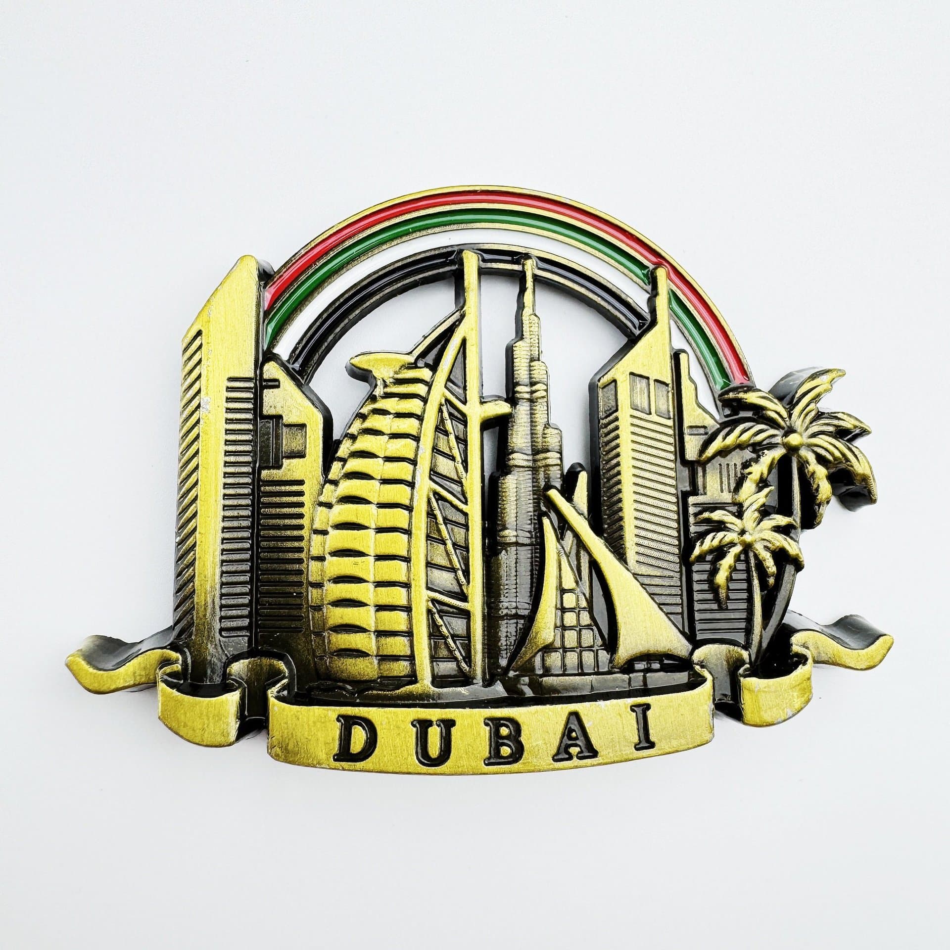 Metal Dubai Rainbow Cultural and Creative Refrigerator Magnet Three-dimensional Magnetic Sticker Travel Souvenir Creative Souvenir