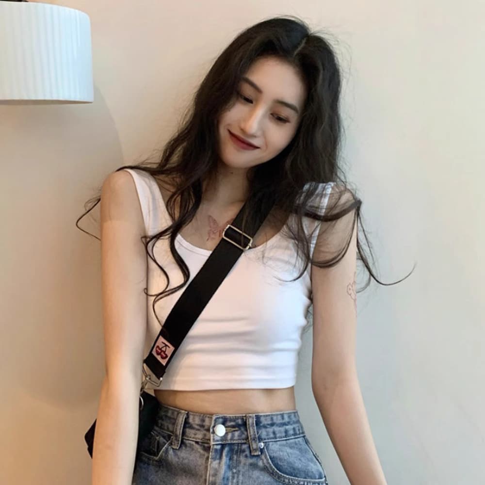 Women's Summer Camisole Hot Girl Style Ins Popular Slim-Fit Cropped Wrap Sexy Inner Top