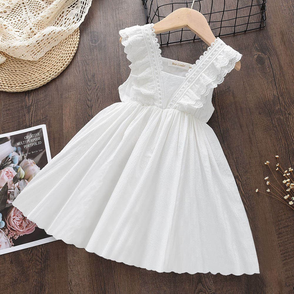 Korean style girls summer dress foreign trade thin vest dress baby girl lace white Korean style princess dress