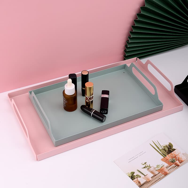 Wrought iron tray, high-end household square storage tea tray, desktop cabinet storage, jewelry tray, water cup, drain tray