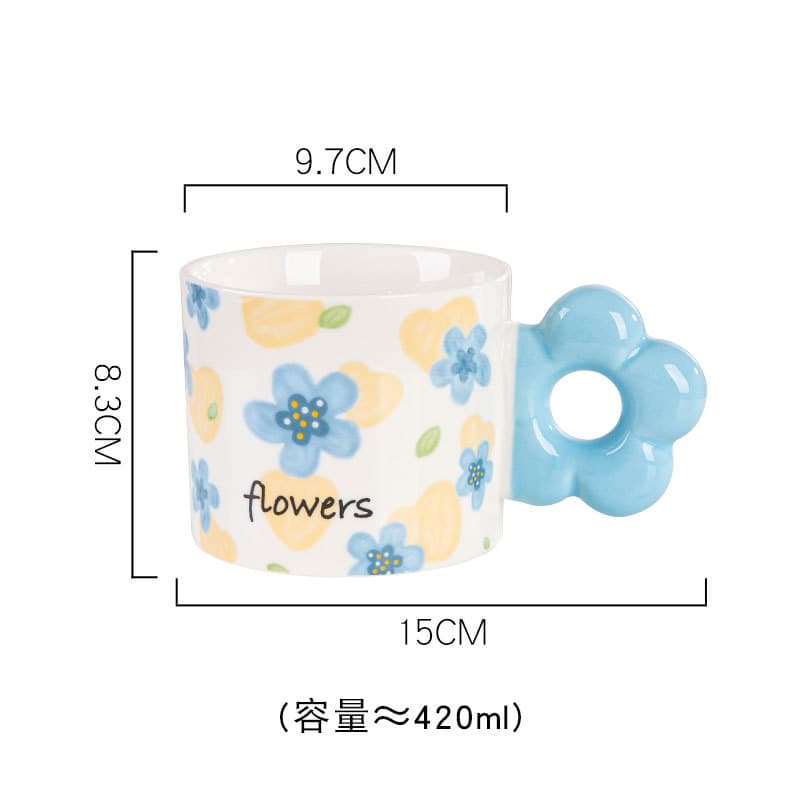 Floral Mug, Rustic Ceramic Cup, Fresh and Creative Drinking Cup, Gift with Lovely Floral Design, Wholesale