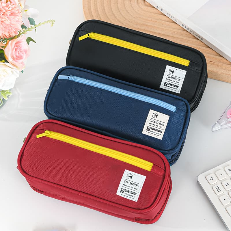 Large Capacity Double Layer Multi-functional Student Pencil Case Simple Design High Aesthetic Value Middle School Students