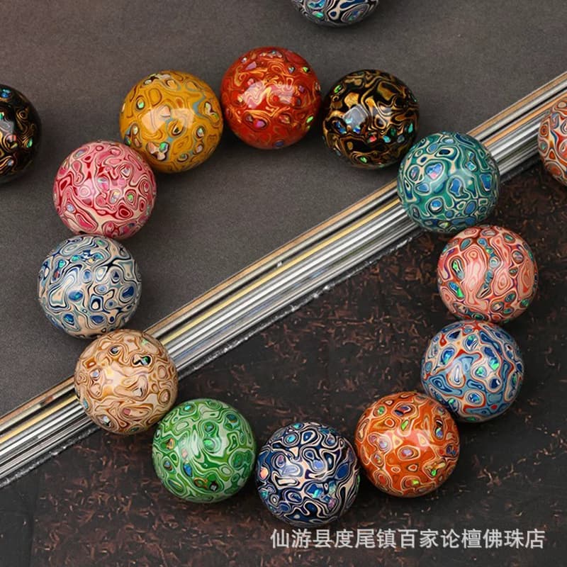 Lacquer Bead Wholesale 20mm Loose Beads Single Opal Inlay Craft, Buddhist Bead Bracelet Natural Plant Lacquer DIY Jewelry