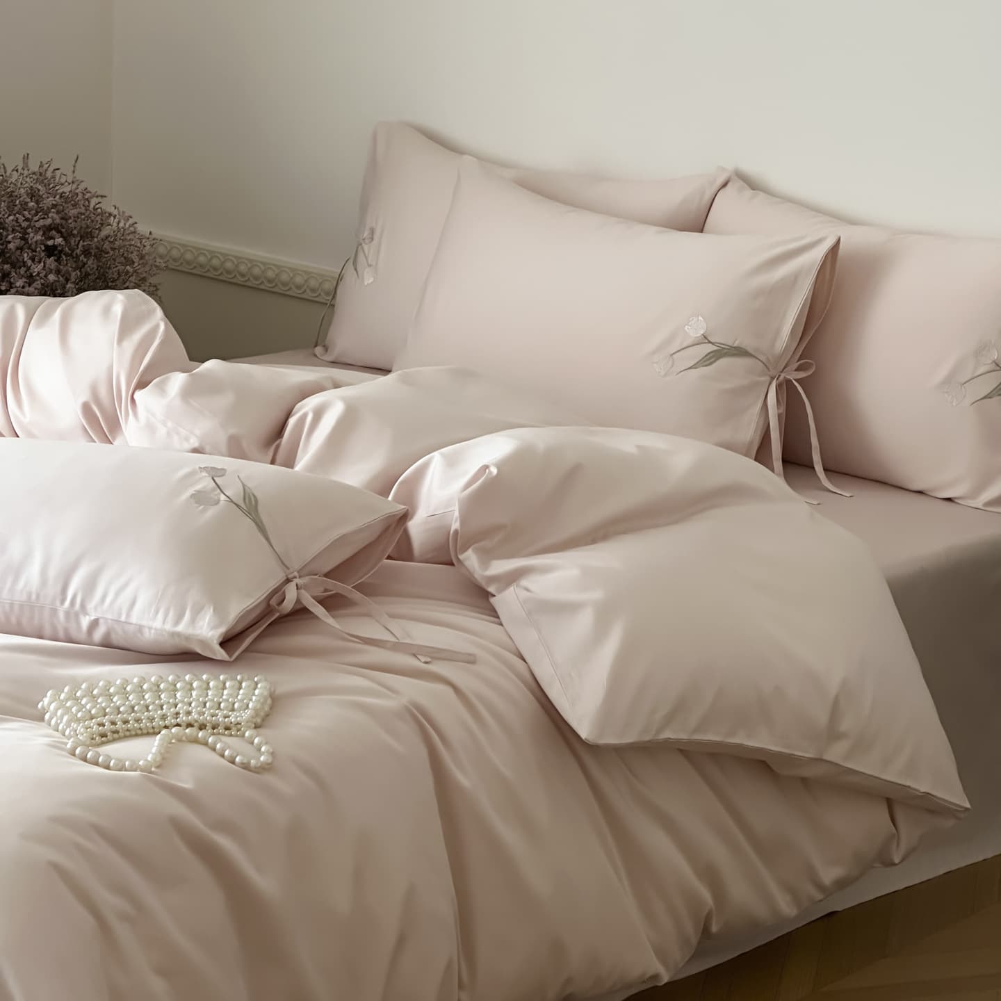 High-End French 100S Long-Staple Cotton Embroidered Four-Piece Set Simple Pure Cotton Quilt Cover Bed Sheets Pure Cotton Bedding 4