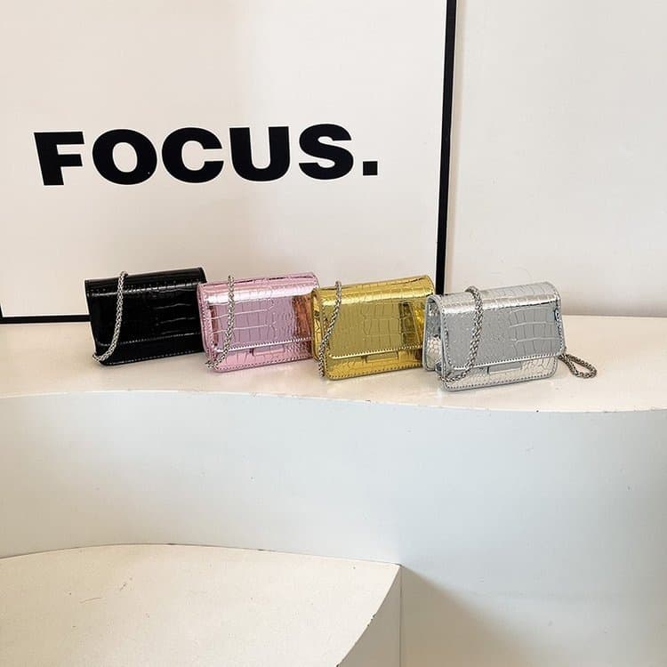 New PU Mini Pebble Textured Chain Square Shoulder Bag Trendy Korean Style Cross-border Bestseller Elegant Small Crossbody Bag