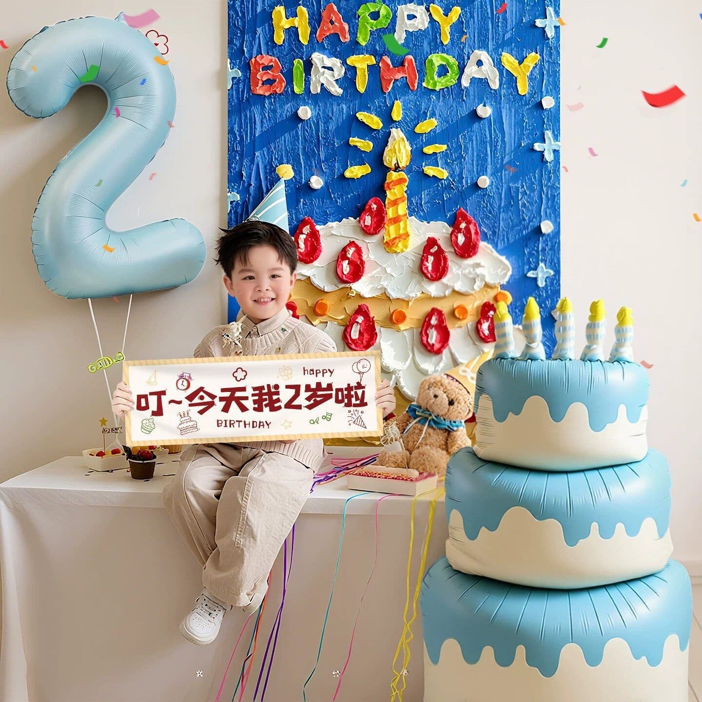 Birthday Backdrop Cloth Scene Decoration for Girls and Boys Baby Toddler Cake Hanging Cloth Atmosphere Photo Background Wall