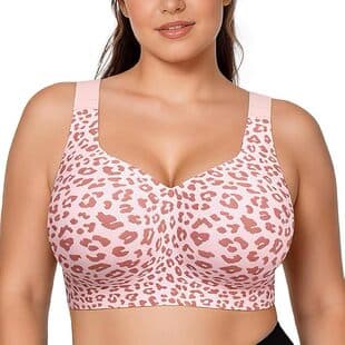 Leopard Print Cross-Border Bra Plus Size Jelly Bra Women Thin Seamless Wire-Free Bust Bra Amazon Hot Sale