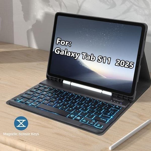 Compatible with Samsung A7 Lite Tablet Bluetooth Keyboard S110 FE Plus Magnetic Leather Case Soft Silicone Protective Shell