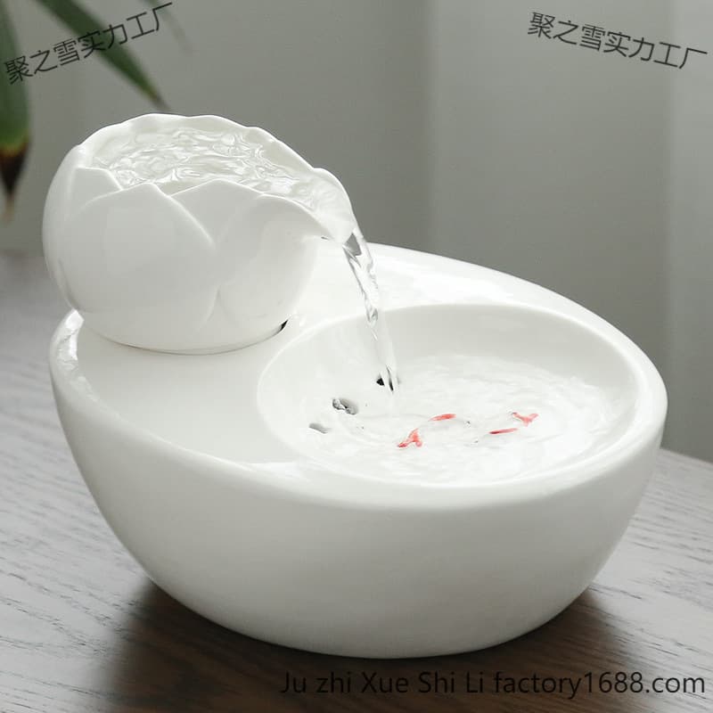 Cat Water Fountain Ceramic Automatic Circulating Water Dispenser Pet Drinking Bowl Water Feeder Anti-Splash New