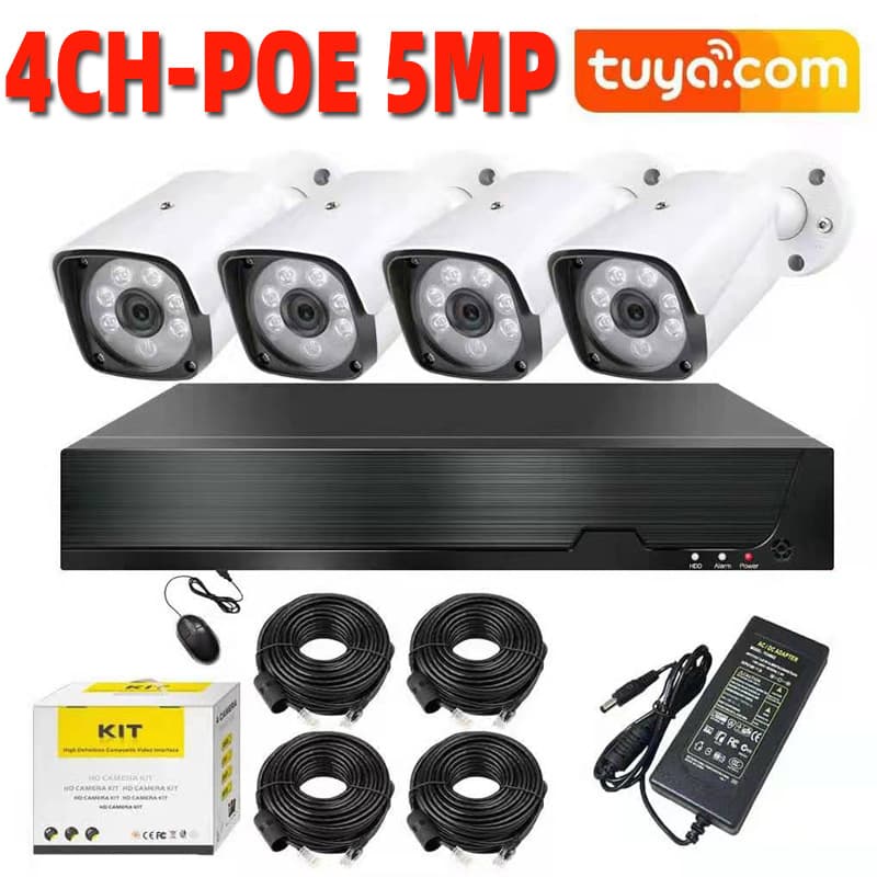 Factory Wholesale 4-Channel POE Surveillance Kit Security 8CH POE 5MP NVR CCTV System for Road Warehouse Underground Parking Bar Pipeline Compound