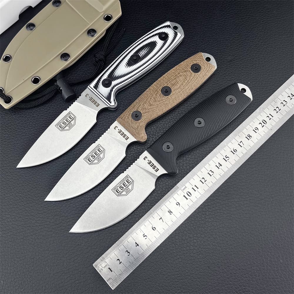 US ESEE-3 Tactical Fixed Blade Knife D2 Steel High Hardness Outdoor Survival Knife Exquisite Craftsmanship Fixed Blade