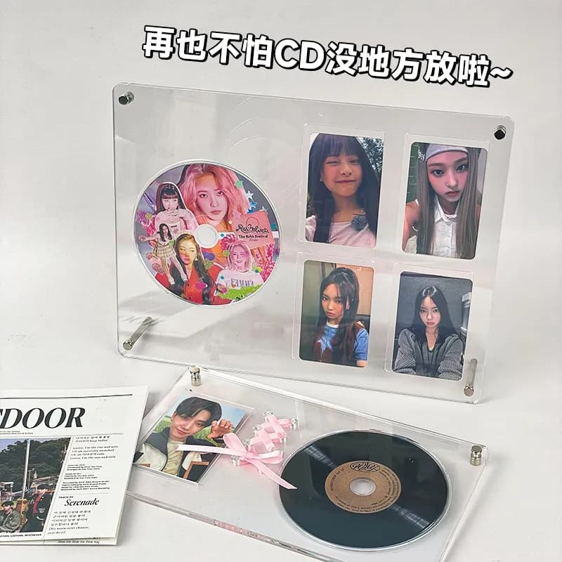 Acrylic CD record small card display stand, 3-inch photo picture frame desktop ornament, album storage box, card brick